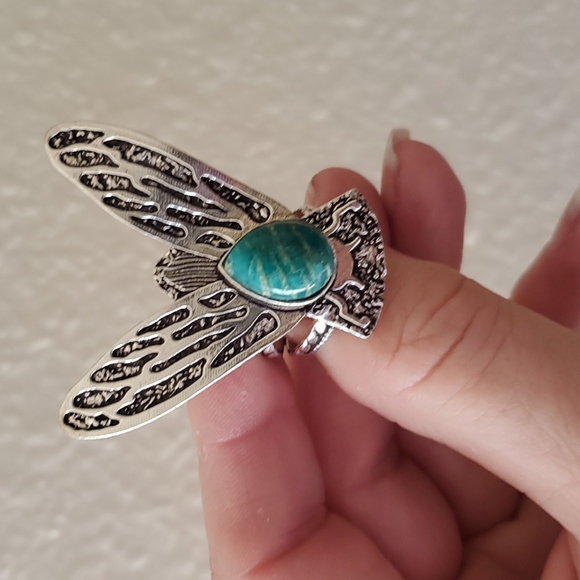 New Amazonite Flying Insect Silver Ring. - Picture 2 of 7